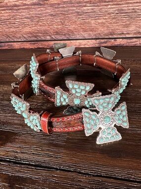 SSM Genuine Leather Cowhide Belt with Metal Cross Design!